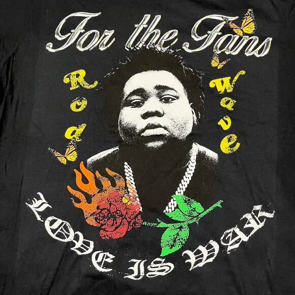 Rod Wave For The Fans Love is War Black Tee T Shirt Mens Sz L New - Picture 2 of 5
